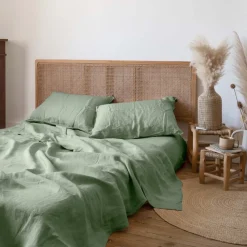 Cheap Drap de lit lin lavé Songe eucalyptus Draps De Lit