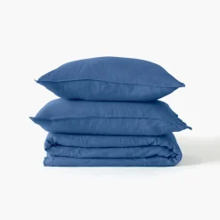 Best Sale Drap de lit lin lavé Songe bleu de chine Draps De Lit