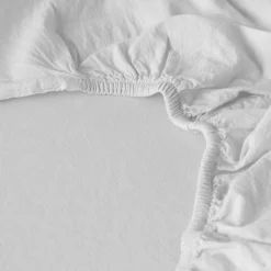 Clearance Drap housse en pur coton lavé biologique Souffle blanc Enfant Draps Housse|Draps Housse