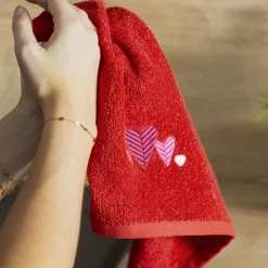 Best Sale Essuie mains coton Aime rouge Torchons & Essuie-mains