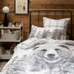 Discount Housse de couette enfant réversible percale de coton Grizzli Enfant Housses De Couette