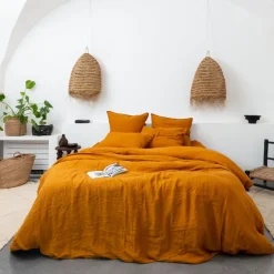 Best Sale Housse de couette lin et coton lavé Songe curcuma Housses De Couette