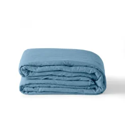 Flash Sale Housse de couette lin et coton lavé Songe bleu baltique Housses De Couette
