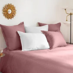 Store Housse de couette satin de coton jacquard pois et rayures Prestige santal Housses De Couette