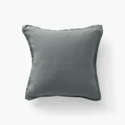 Clearance Housse de coussin lin lavé Songe kaki cendré Housses De Coussin