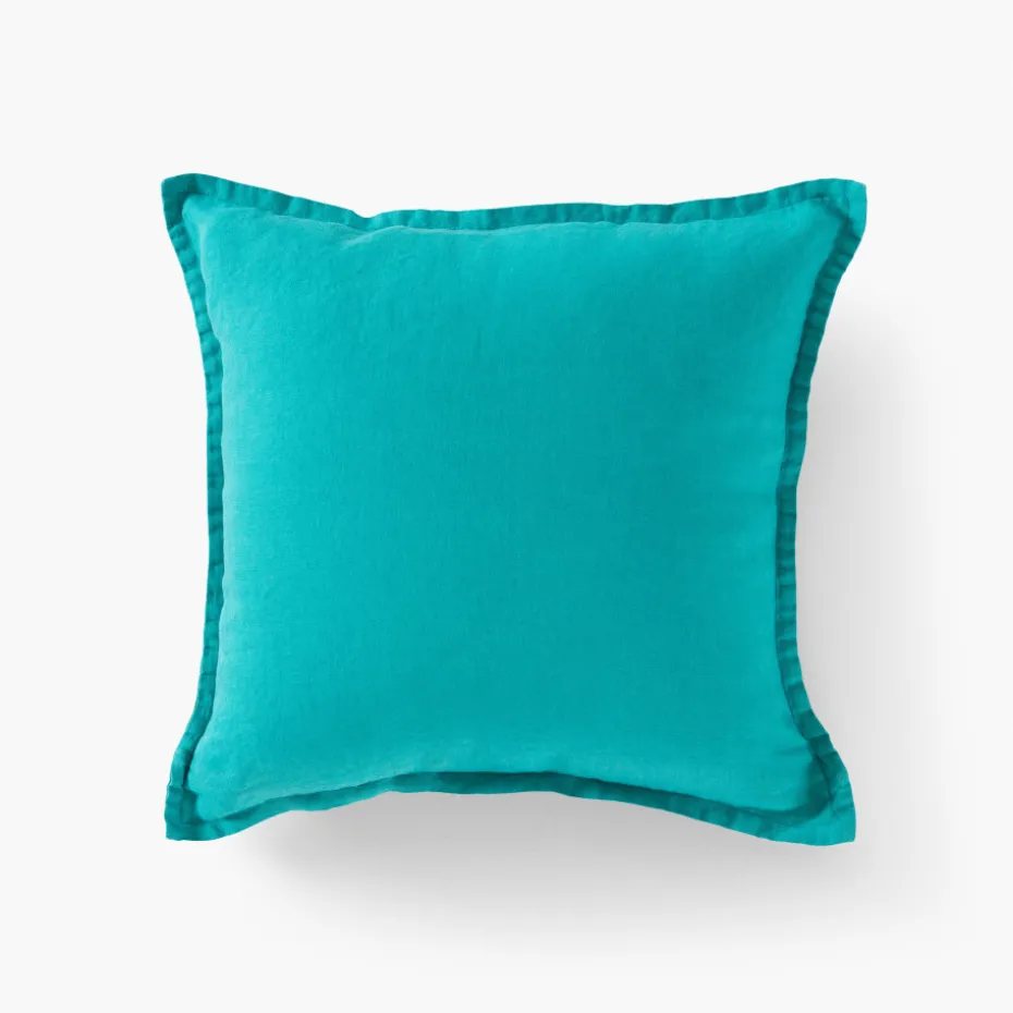 New Housse de coussin lin lavé Songe menthe Housses De Coussin