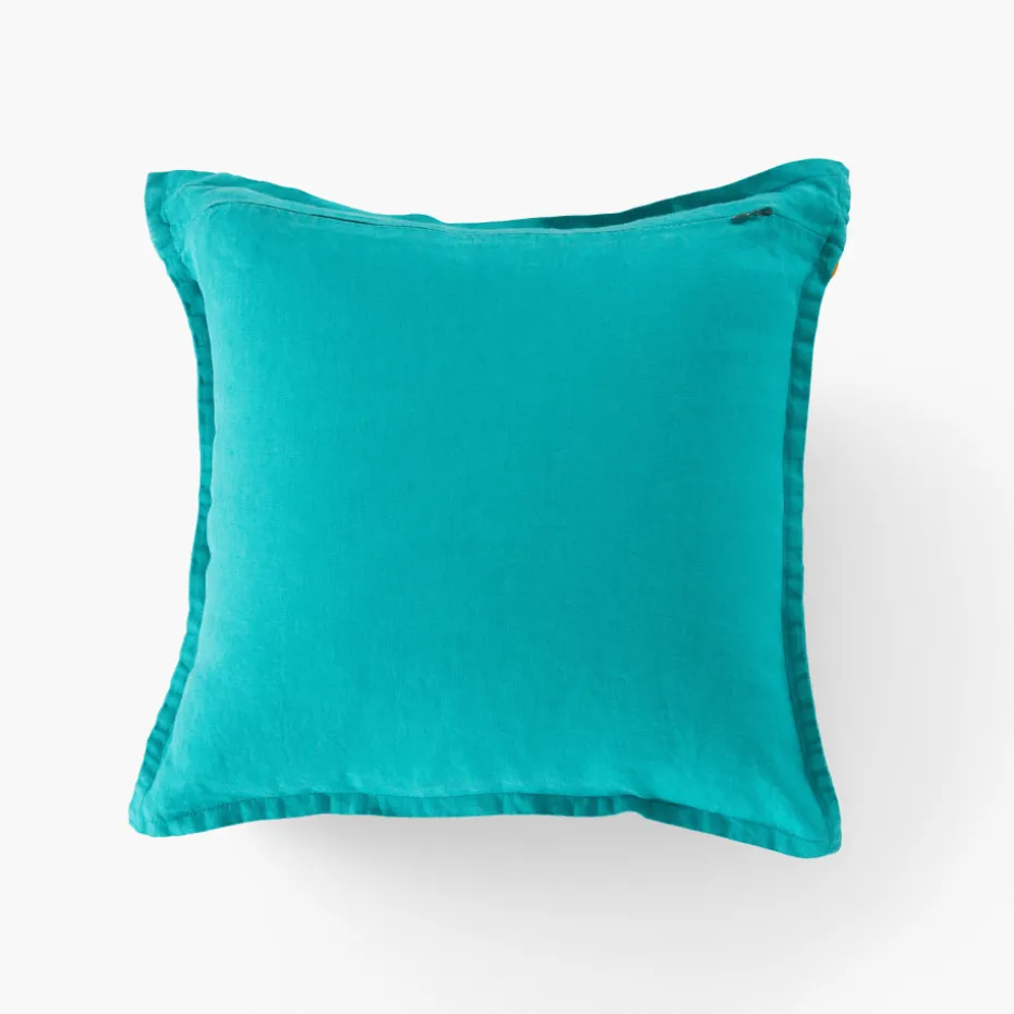 New Housse de coussin lin lavé Songe menthe Housses De Coussin