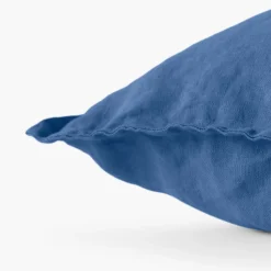 Discount Housse de coussin lin lavé Songe bleu de chine Housses De Coussin