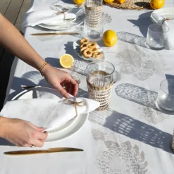 Cheap Nappe coton Mykonos blanc Nappes