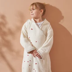 Best Sale Peignoir enfant coton biologique cache-coeur à capuche Raphia ivoire Enfant Peignoirs 12 Mois - 10 Ans