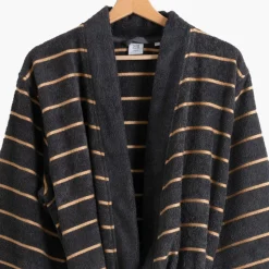 Best Sale Peignoir homme coton col kimono Eclipse charbon Homme Peignoirs Homme
