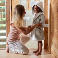 Clearance Robe de chambre bébé polaire à capuche Artica perle Enfant Robes De Chambre