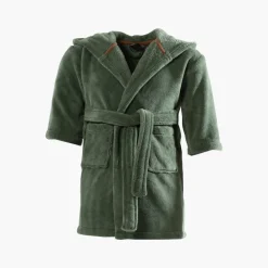 Best Sale Robe de chambre enfant polaire à capuche Dinotopi vert feuille Enfant Robes De Chambre