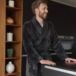 New Robe de chambre polaire homme Gabriel carbone Homme Coffrets Cadeaux|Robe De Chambre Homme