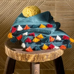 Cheap Serviette de toilette coton Eclats bleu pétrole Serviettes De Toilette