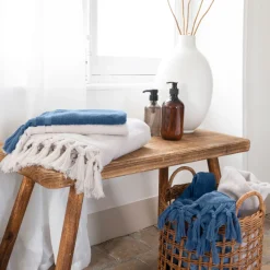 Cheap Serviette invité bouclette de coton Madeleine indigo Serviettes Invité