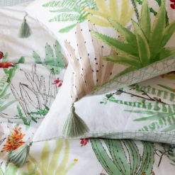 Store Taie d'oreiller carrée coton et lin Aloevera Taies D’oreiller