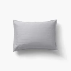 Shop Taie d'oreiller rectangulaire satin de coton jacquard pois et rayures Prestige tourterelle Taies D’oreiller