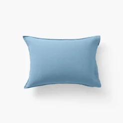 Store Taie d'oreiller rectangulaire lin lavé Songe bleu baltique Taies D’oreiller