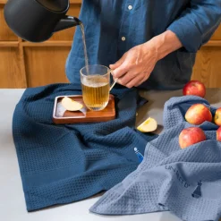 Sale Torchon coton nid d'abeille Saveurs indigo Homme Torchons & Essuie-mains|Coffrets Cadeaux